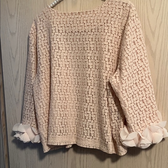 Joan Rivers Blush Textured Top with Ruffle Cuffs - Picture 6 of 11